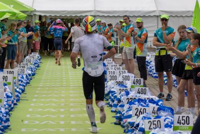 Transition Area 2 at the DATEV Challenge Roth with triathletes