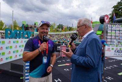 Athletes at the finish line of the 2026 DATEV Challenge Roth