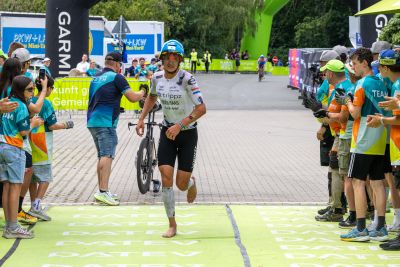 Transition Area 2 at the DATEV Challenge Roth with triathletes