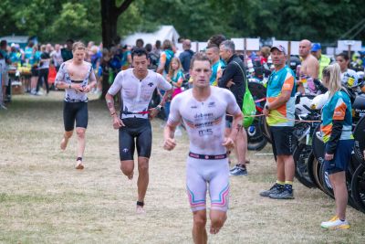 Transition Area 1 at the DATEV Challenge Roth with triathletes