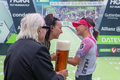 Athletes at the finish line of the 2026 DATEV Challenge Roth