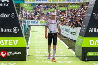 Athletes at the finish line of the 2026 DATEV Challenge Roth