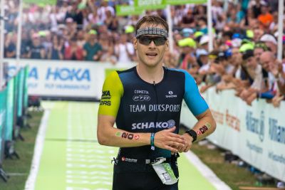Athletes at the finish line of the 2026 DATEV Challenge Roth
