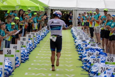 Transition Area 2 at the DATEV Challenge Roth with triathletes