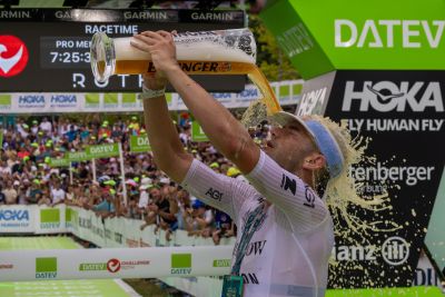 Athletes at the finish line of the 2026 DATEV Challenge Roth