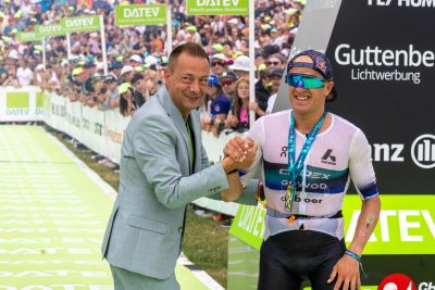 Athletes at the finish line of the 2026 DATEV Challenge Roth
