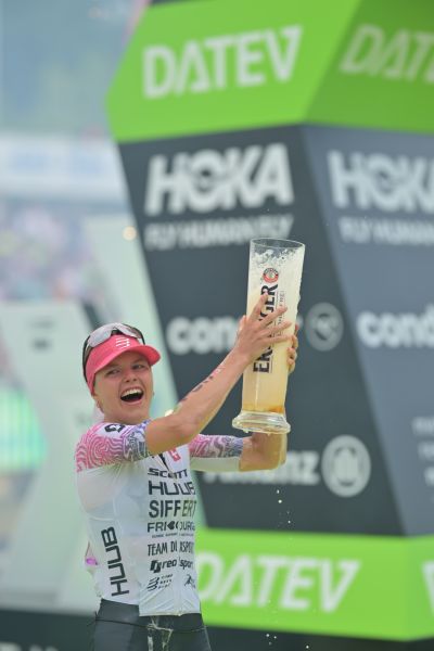 Athletes at the finish line of the 2026 DATEV Challenge Roth