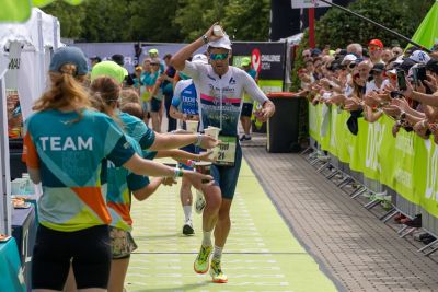 Transition Area 2 at the DATEV Challenge Roth with triathletes