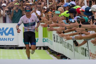 Athletes at the finish line of the 2026 DATEV Challenge Roth